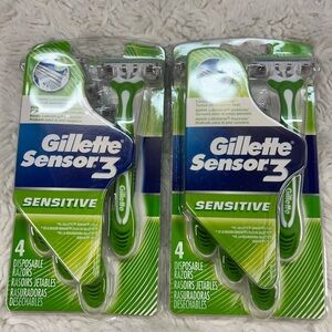 Lot Of 2 Gillette Sensor3 Sensitive Men's Disposable Razor, 4 Razors